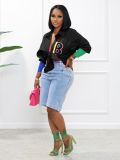 Casual Thread Stitching Colorful Button Embroidery Cardigan Irregular Shirts