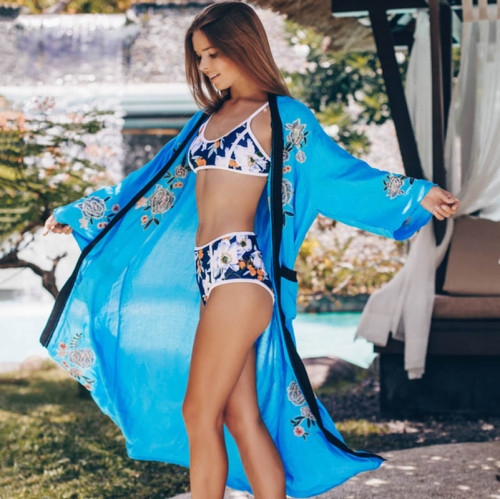 Embroidered Beach Cardigan Cover Up