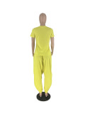 Solid Color Short Sleeve Two Piece Outfits