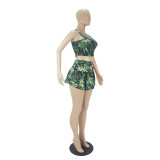 Two Piece Skirt Set Tennis Sports Pattern Printed Vest and Culottes