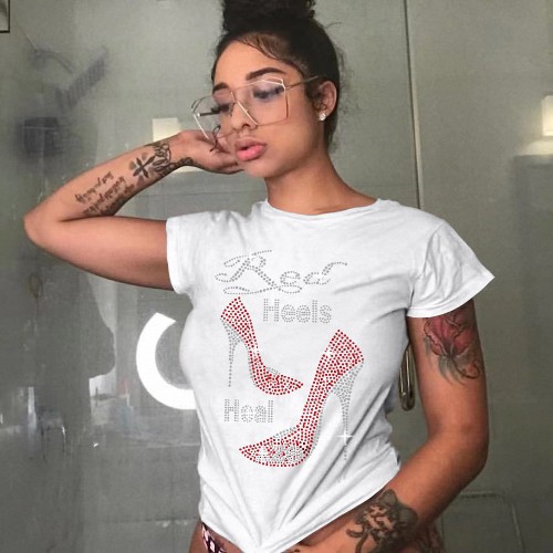 White Pullover Hot Drill Short Sleeve Tees