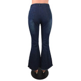 Distressed Hole Flare Jeans