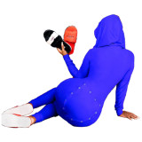 Solid Color Hooded Homewear Jumpsuit