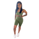 Solid Color Crop Tube Top and Shorts