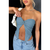 Solid Kink Bandeau Sexy Strapless Top