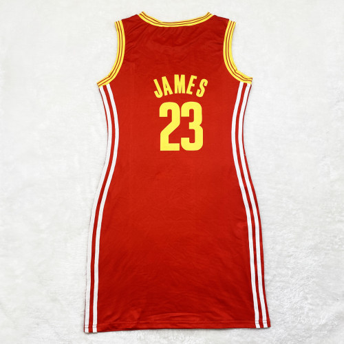 Casual Sleeveless Double-sided Pattern Printed Webbing Basketball Mini Dress