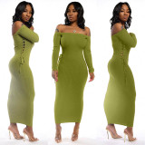 Casual Pit Knitted Off The Shoulder Elegant Dress