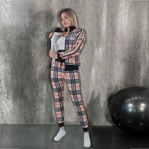 Fashion Sportswear Printing Letter Zipper Two Piece Set