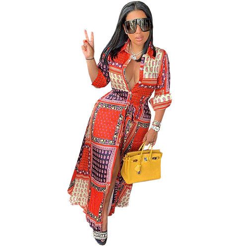 Casual Printed Long Cardigan