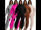 Winter Turtle Neck Cable Knit Sweater And Tasseled Pants Set