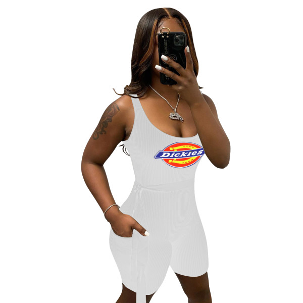 Summer Applique Pit Sleeveless Bodycon Short Playsuits