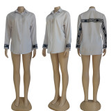 Ladies Loose Casual Printed Long Sleeve Lapel Shirt