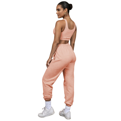 Solid Color Double-layer Sports Vest and Trousers