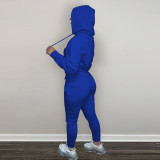 Autumn Winter Thick Drawstring Jogger Two Piece Sweatpants and Hoodie Set