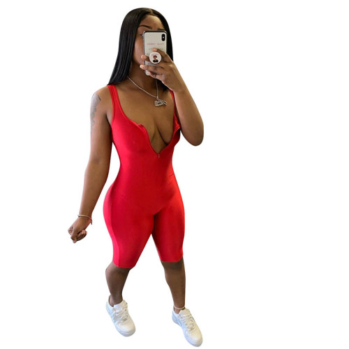 Strapless Zipper Romper