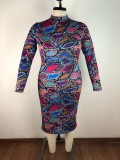 Plus Size Fat Printed Mid Dress