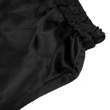 1 Set Office Lady Shirt Pants Solid Color Loose Summer Single Breasted Top Wide Leg Trousers