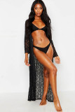 Embroidered Long Cardigan For Beachwear
