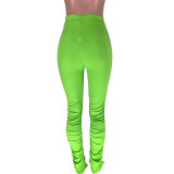 Solid Color Pleated Micro-flare Pants