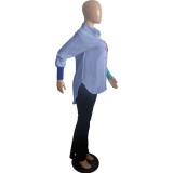 Casual Thread Stitching Colorful Button Embroidery Cardigan Irregular Shirts