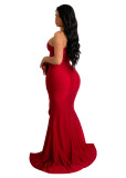 Drape Single Shoulder Side Slit Maxi Dress