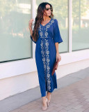 Cotton Embroidered Drawstring Beach Dress