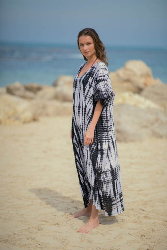 Cotton Positioning Print Gown Beach Dress
