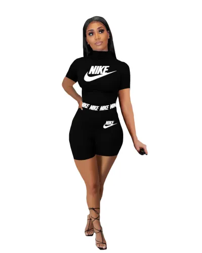 Casual Print Letter Shorts Set