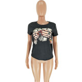 Polyester O Neck Short Sleeve Character Slim fit Solid Tees & T-shirts