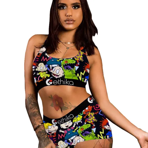 Sexy Pattern Printed Shorts Set Yoga Swimsuit Pants Set