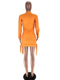 Digital Printed Colorful Lips Long Sleeve Club Dress
