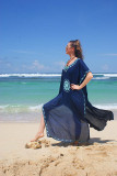 Summer V Neck Embroidered Beach Dress