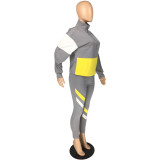 Casual Stitching Sports Long Pant Set