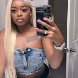 Super Stretch Denim Navel-Based Tube Top