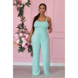 Women Solid Sling Pocket Straight Leg Jumpsuit