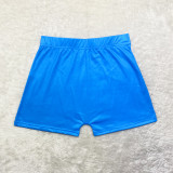 Blue Solid Color Ladies Skinny Low Waist Shorts Yoga Pants