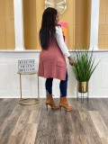 Winter Fall Tops Knitted Breasted Patch Pocket Cardigan Vest
