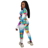 Casual Pattern Print Sweatpants Two-piece Outfits