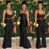 Casual Strap Wide Leg Pants Set
