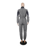 Contrast Color Windbreaker Jogger Pants