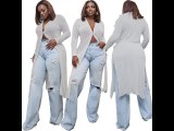 Solid Sheer Single-breasted V Neck Long Line Cardigan