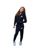 Casual Embroidery Letter Cardigan Pant Set with Hat
