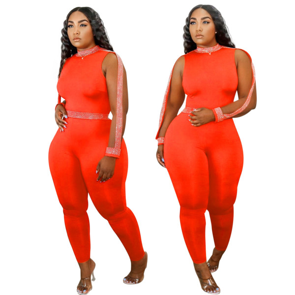 Solid Color Sleeveless Webbing Jumpsuit