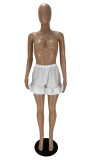 White Ladies Sexy Straps Backless Fungus Two Piece Short Set