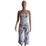 Off Shoulder Printed Wide-leg Jumpsuit