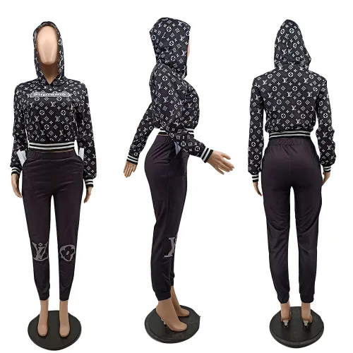 Casual Fashion Sweatshirt Set Thread Thickened Warm Pocketed Two-Piece Set