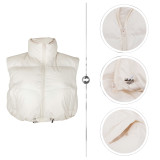 Solid Color Sleeveless Stand Collar Crop Vest Padded Jacket