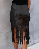 Sequins Fringe Party Long Skirt
