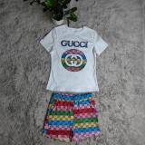 Casual Letter Print Short Sleeve Shorts Set