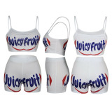 Spoof Letter Printed Sports Straps Short Set